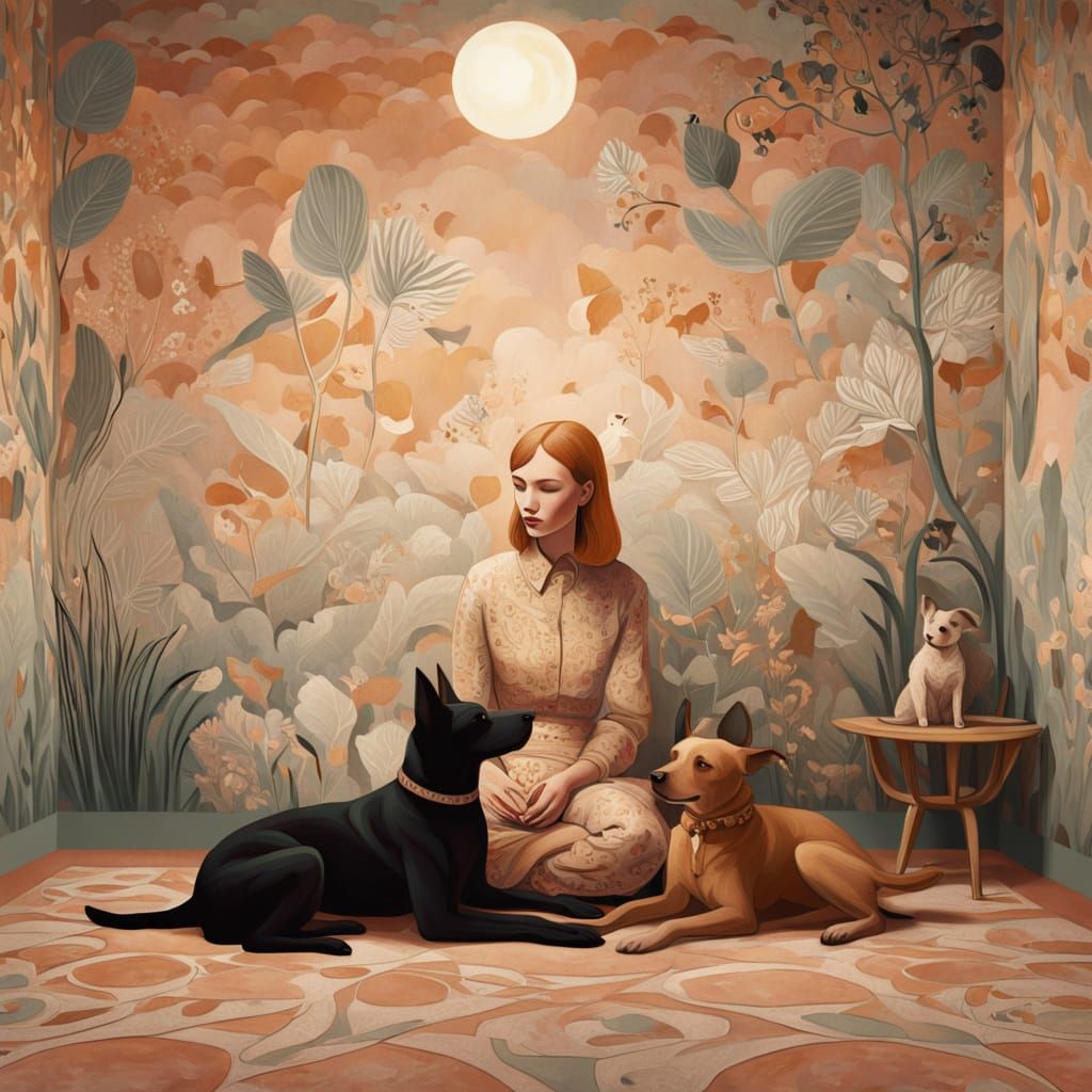 Surrealist Dreamscape with Whimsical Patterns and Warm Twili...