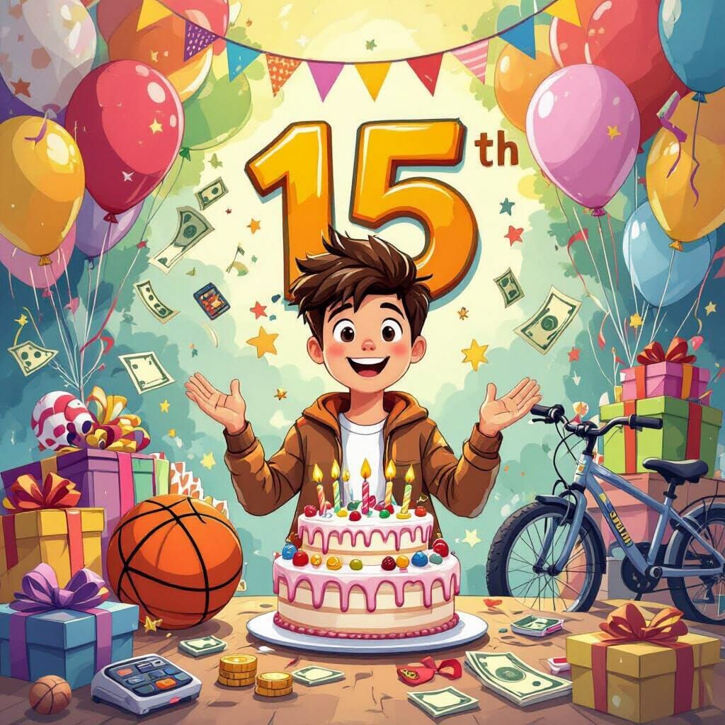 Happy 15th Birthday Toto Lheam: Gifts and Celebration Illust...