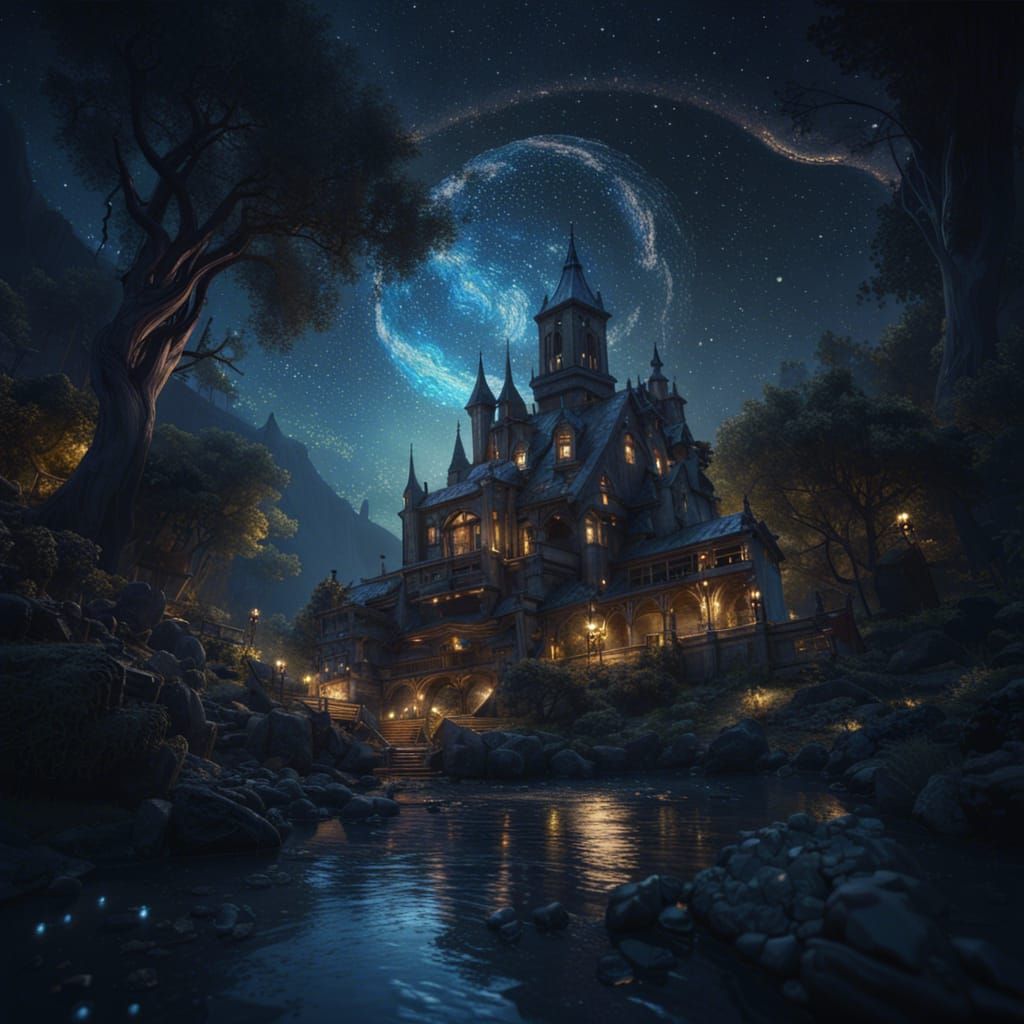 Starry Night: A Dark Fantasy Concept Art Masterpiece