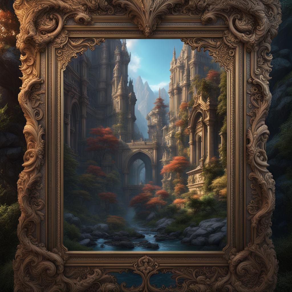Digits of Pi in Ornate Frame: Fantasy Concept Art