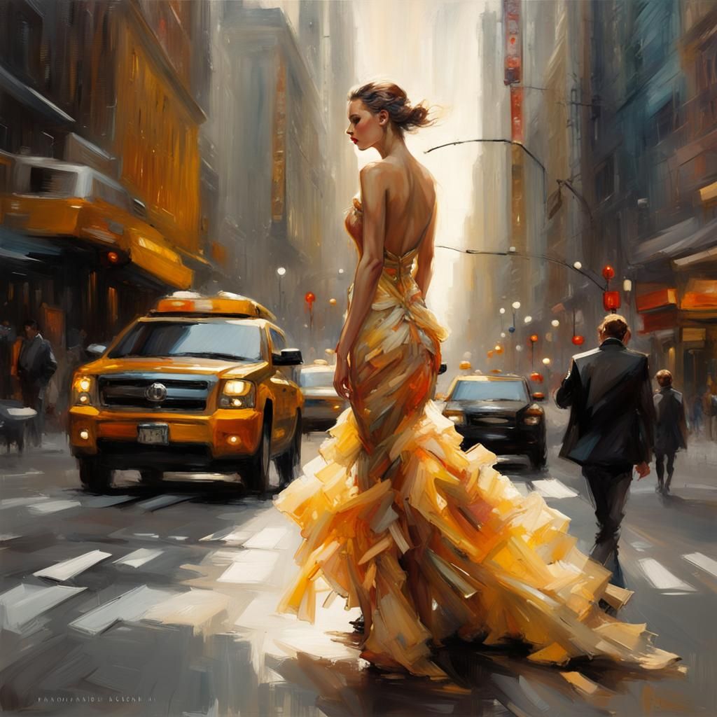 Woman in Iris van Herpen Dress, Photorealistic Style