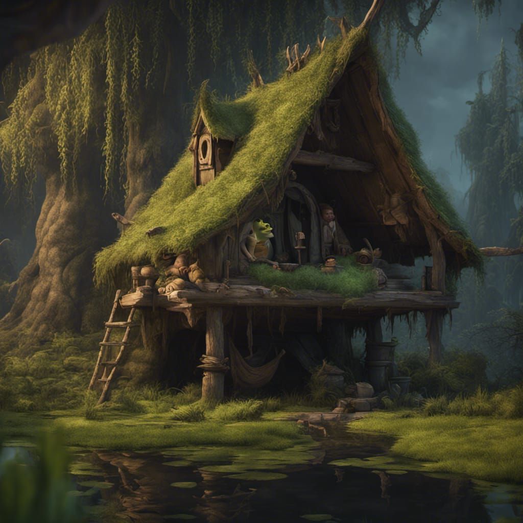 Shrek in Swamp: Detailed Matte Painting