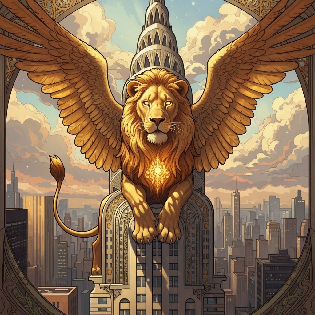 Golden Winged Lion Perched Atop Chrysler Building