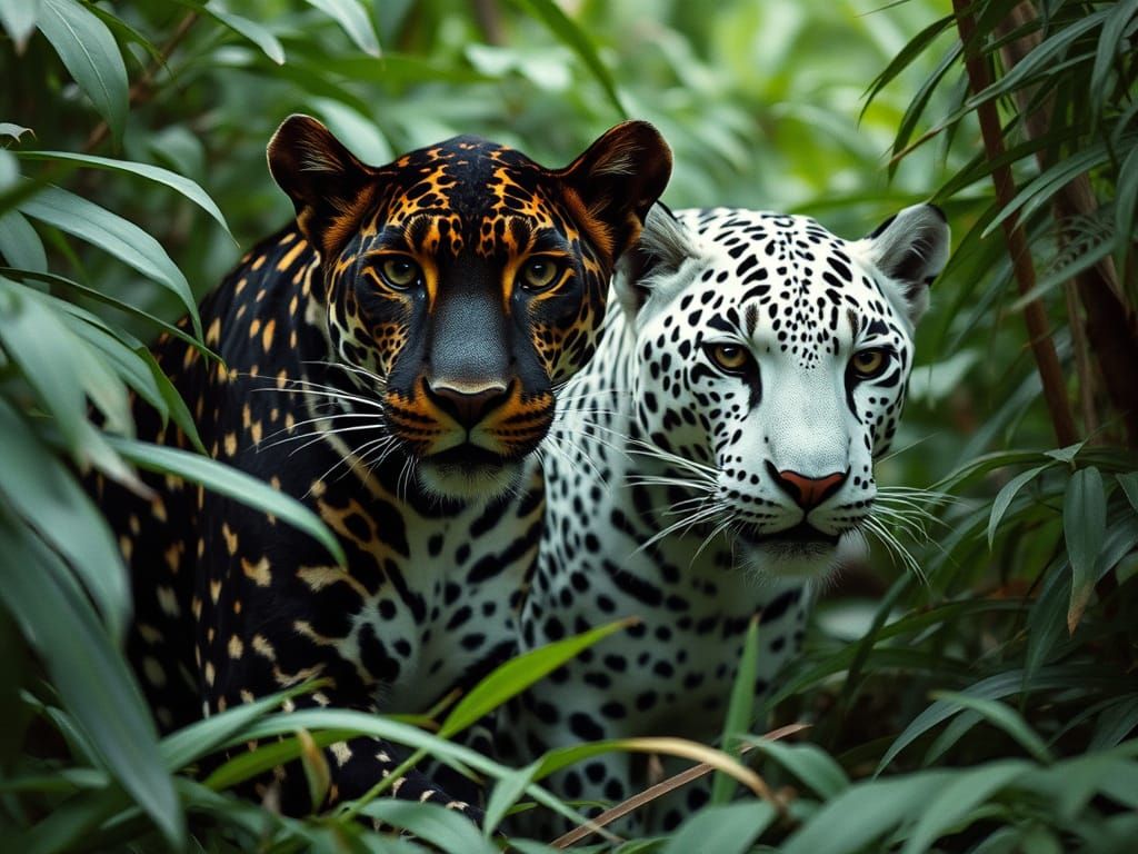 Leopards with Inverted Spots in Jungle, Cinematic Film Still