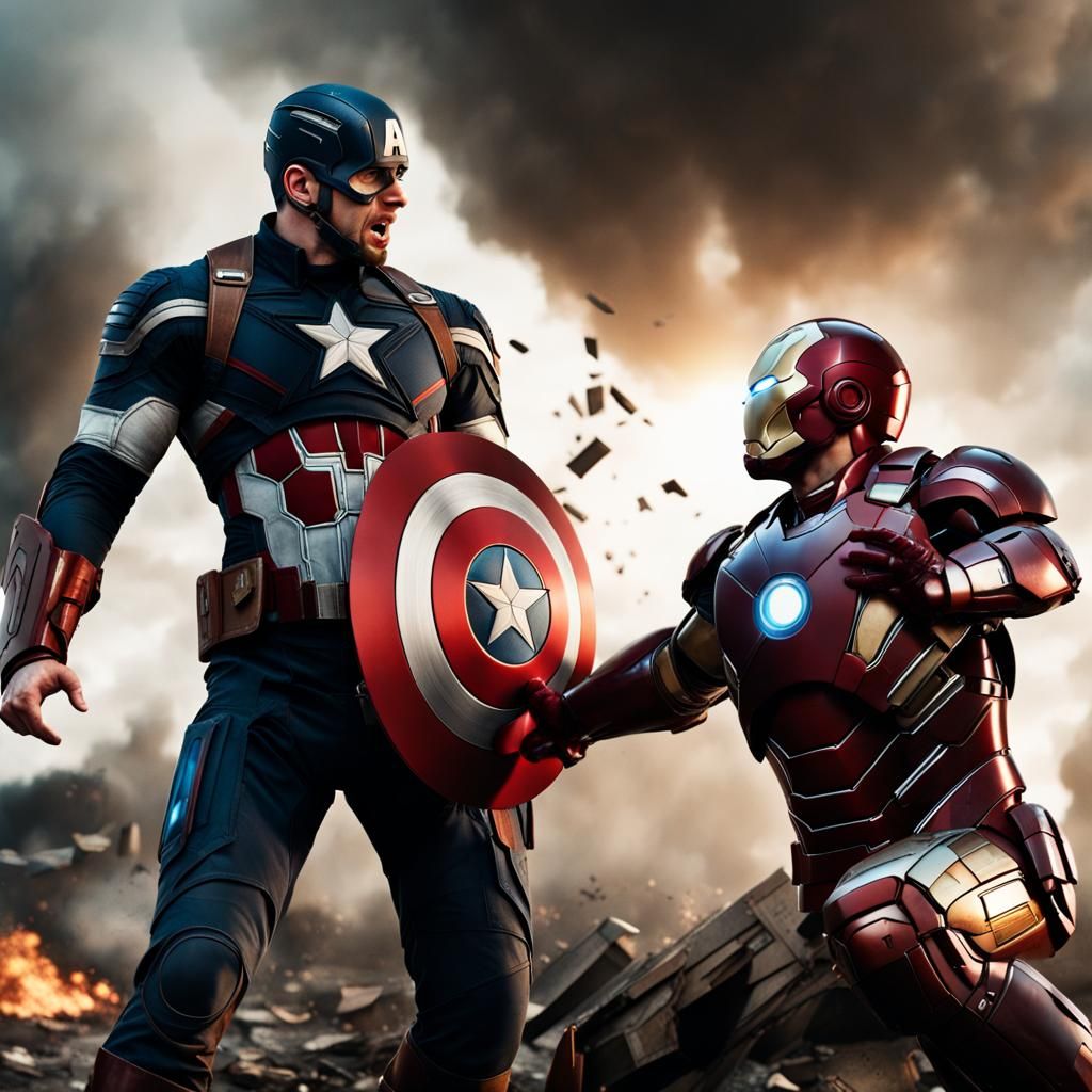 Captain America Confronts Iron Man: Epic Battle Scene