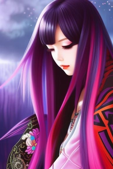 Attractive Goth Girl with Amethyst Theme