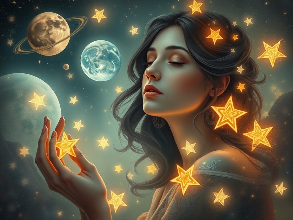 Surreal Celestial Goddess in Pop Surrealism Style