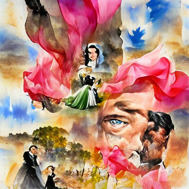 Dramatic Watercolor of Woman in Field