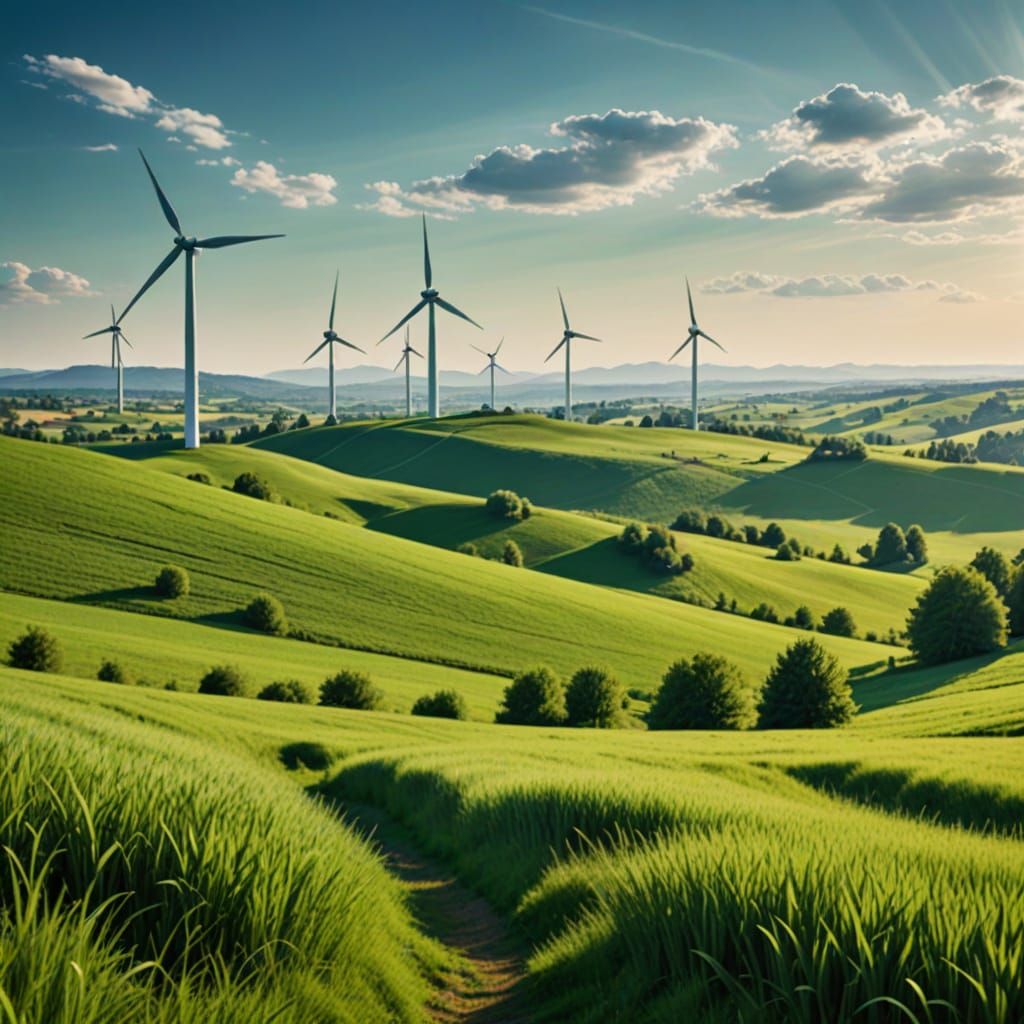 Surreal Green Landscape Promotes Eco Friendly Energy