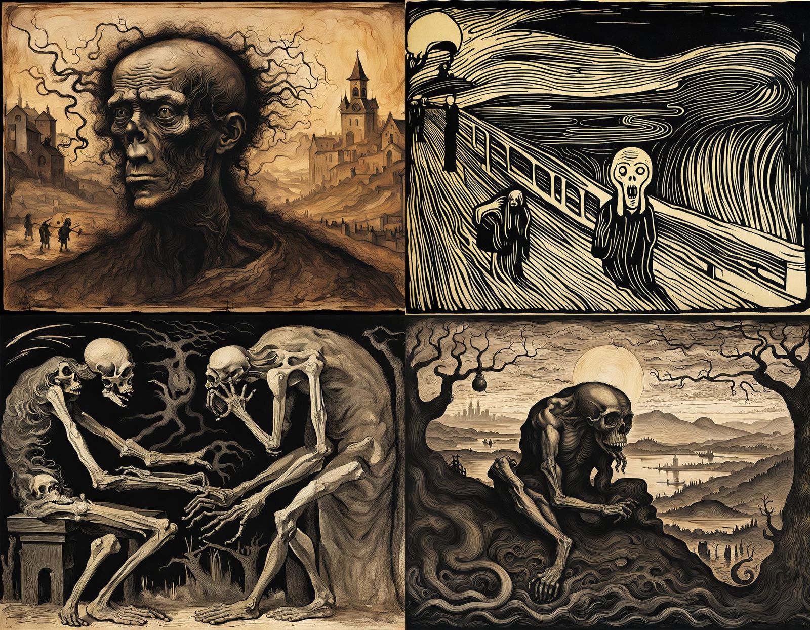 Grotesque Hybrid: A Da Vinci and Munch-Inspired Horror