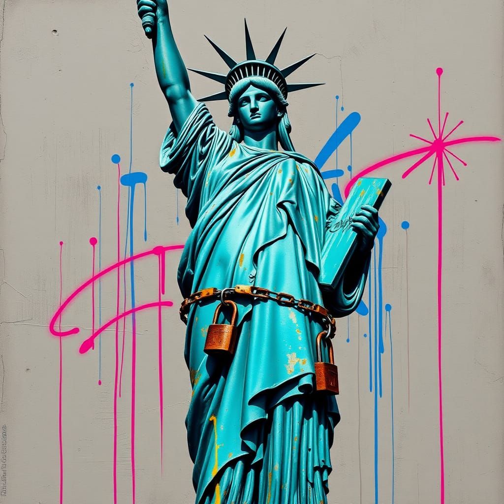 Lady Liberty in Chains: A Haunting Vision of Freedom's Oppre...