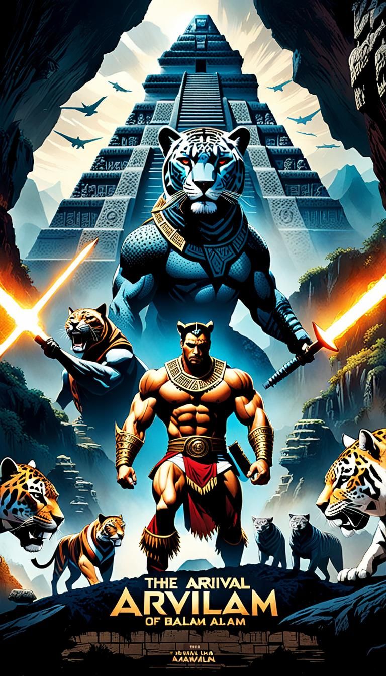 Mayan Superhero Movie Poster in Cinematic Style