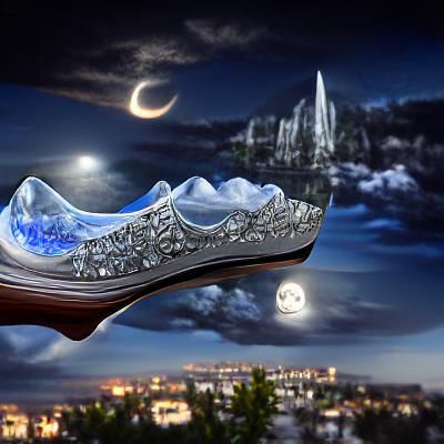 Glass Slipper in Full Moon Night Sky