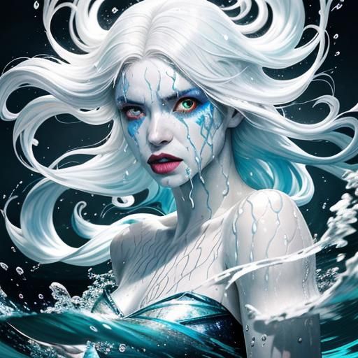 Hyperrealistic Three-Eyed Girl in Murky Water