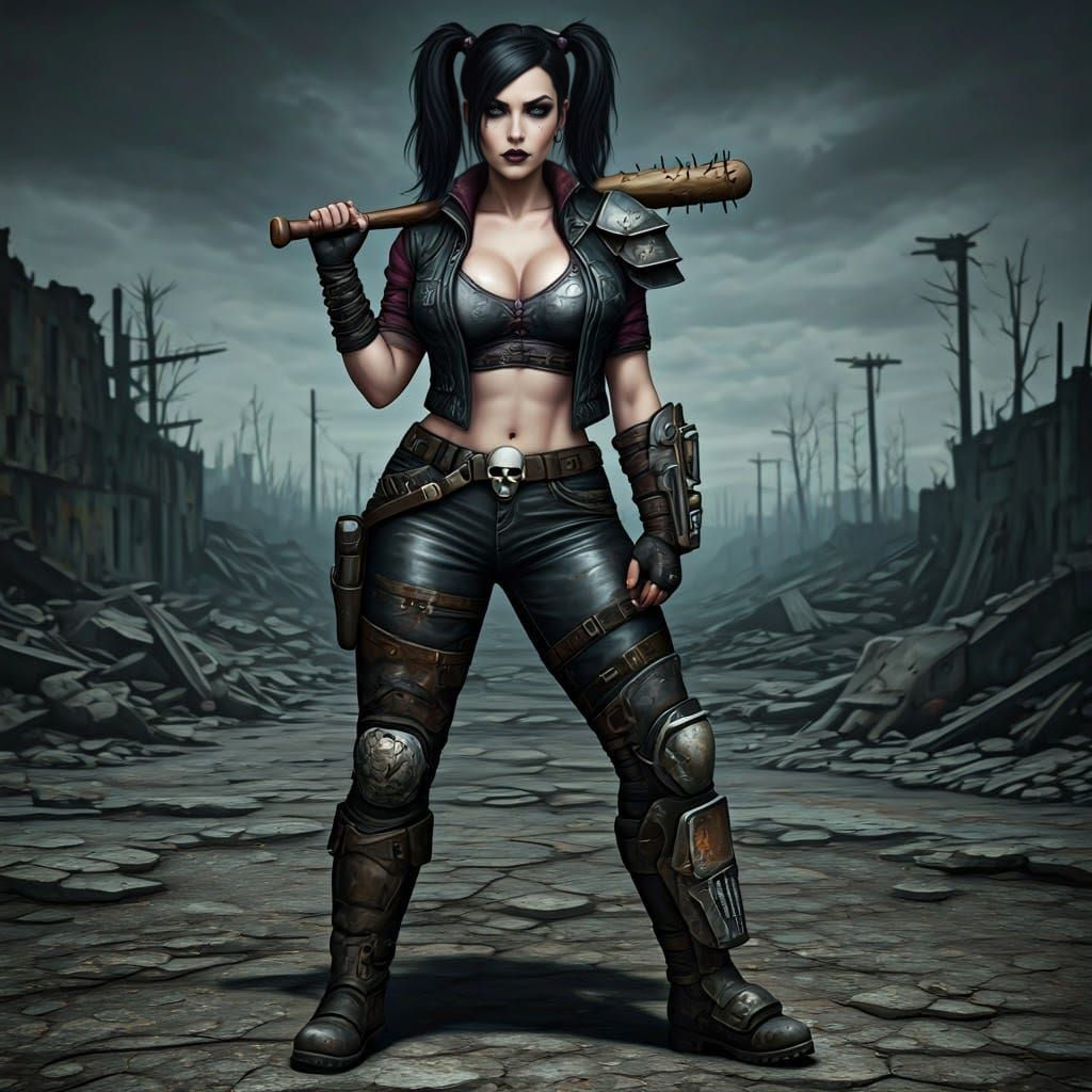 Beautiful female in a post apocalyptic wasteland.