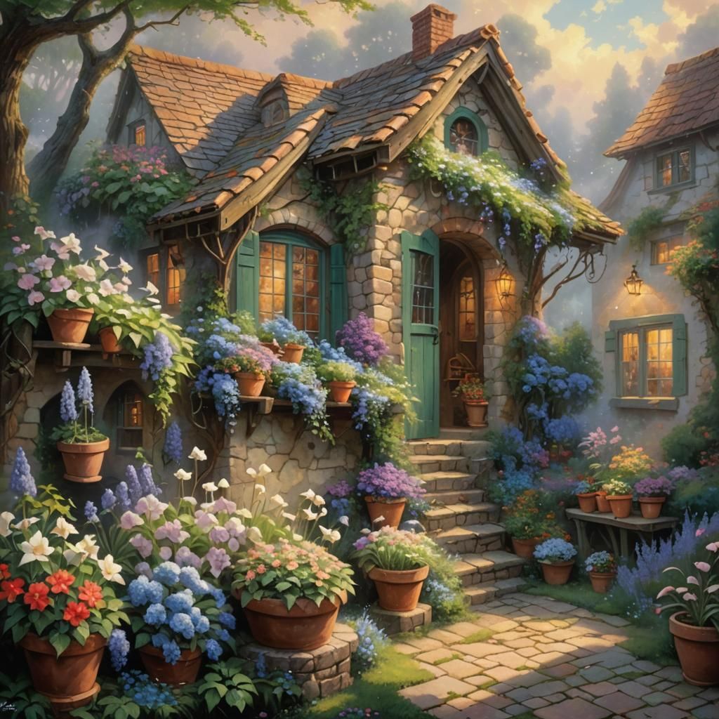 Garlic Vine Blooms in Ethereal Cottagecore Style