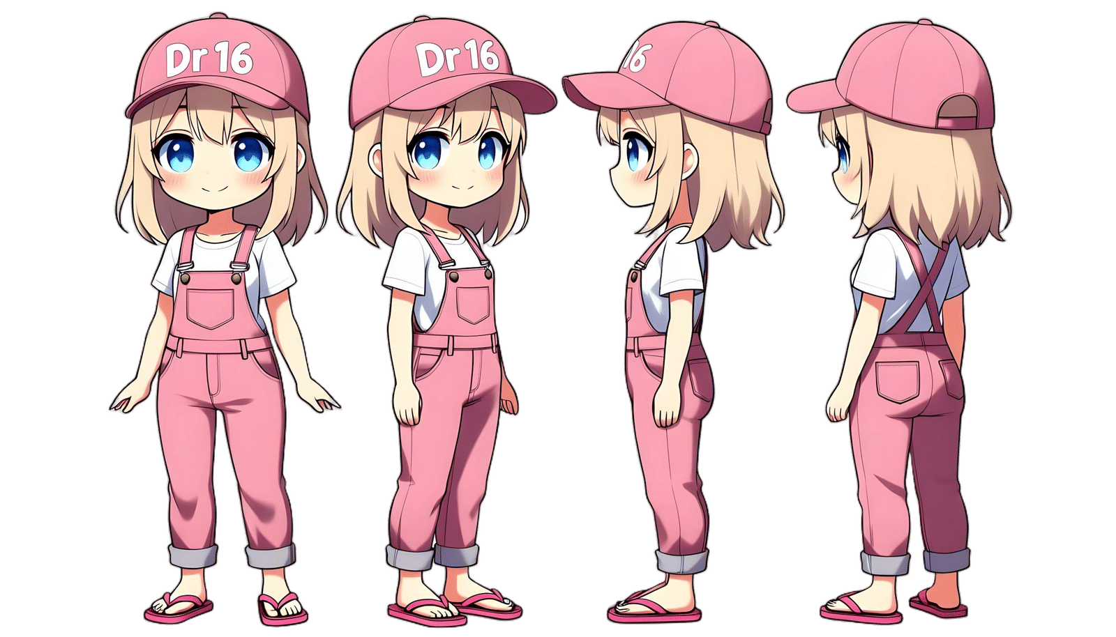 Chibi Girl Character Reference Sheet in Anime Style
