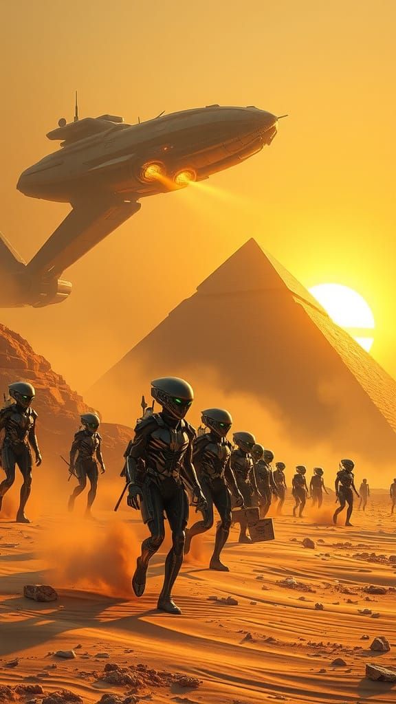 Robotic Aliens Build Pyramids: Sci-Fi Construction