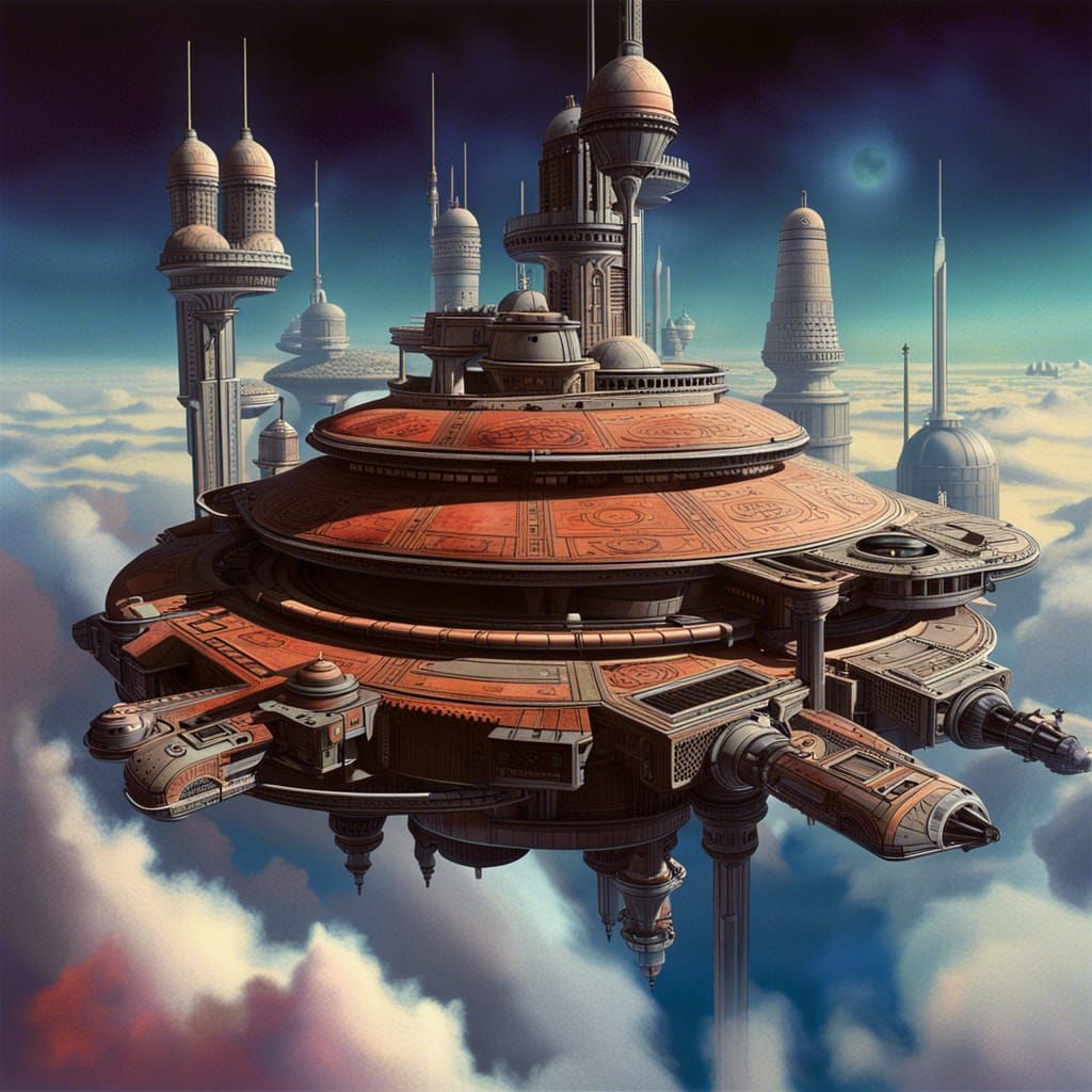 Cloud City Mining Colony: Detailed Matte Painting