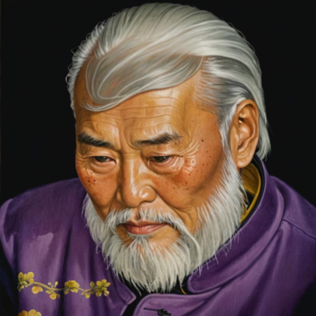 Elderly Chinese Man Portrait in Traditional Style