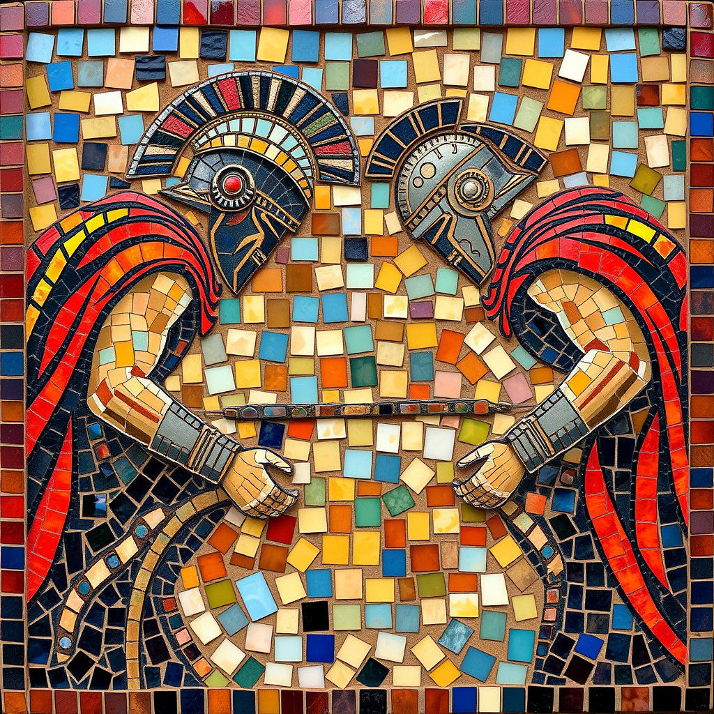 Gladiators Bowing in Arena Mosaic