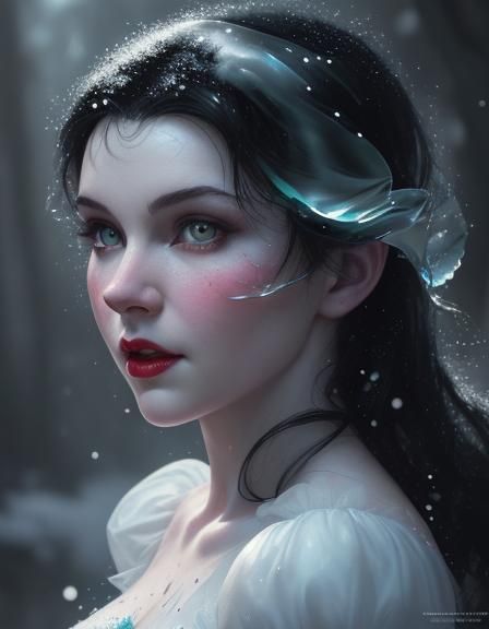 Snow White with Apple in Dark Disney Style
