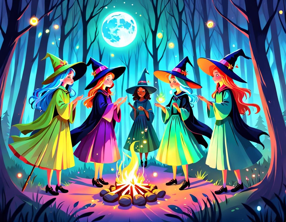Witch coven secret moon ritual