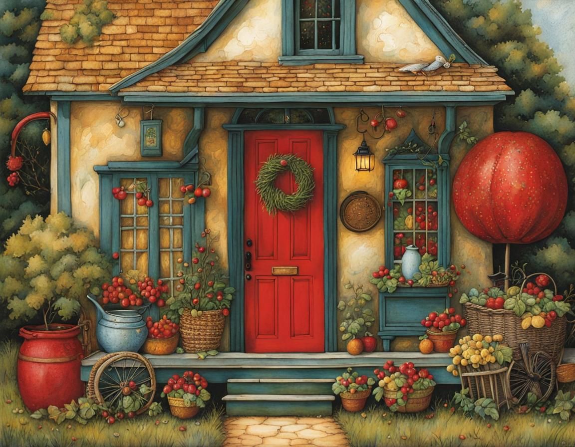 Intricate Cozy Home Illustration in Storybook Style