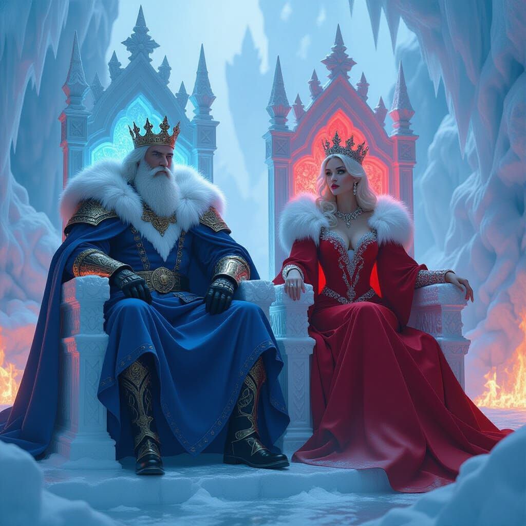 Icy Blue and Fiery Red Royals on Thrones