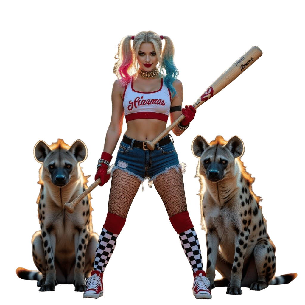 Harley Quinn with Hyaenas and Baseball Bat