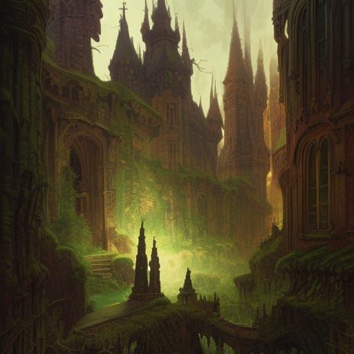 Gothic Bastion in Toadstool Forest: Comic Book Art