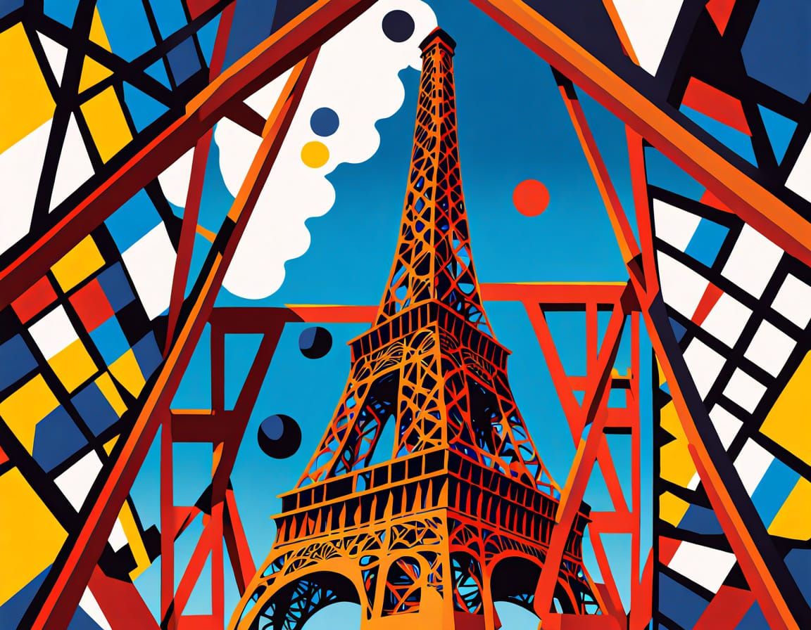 Vibrant Paris Cityscape in Pop Art Style