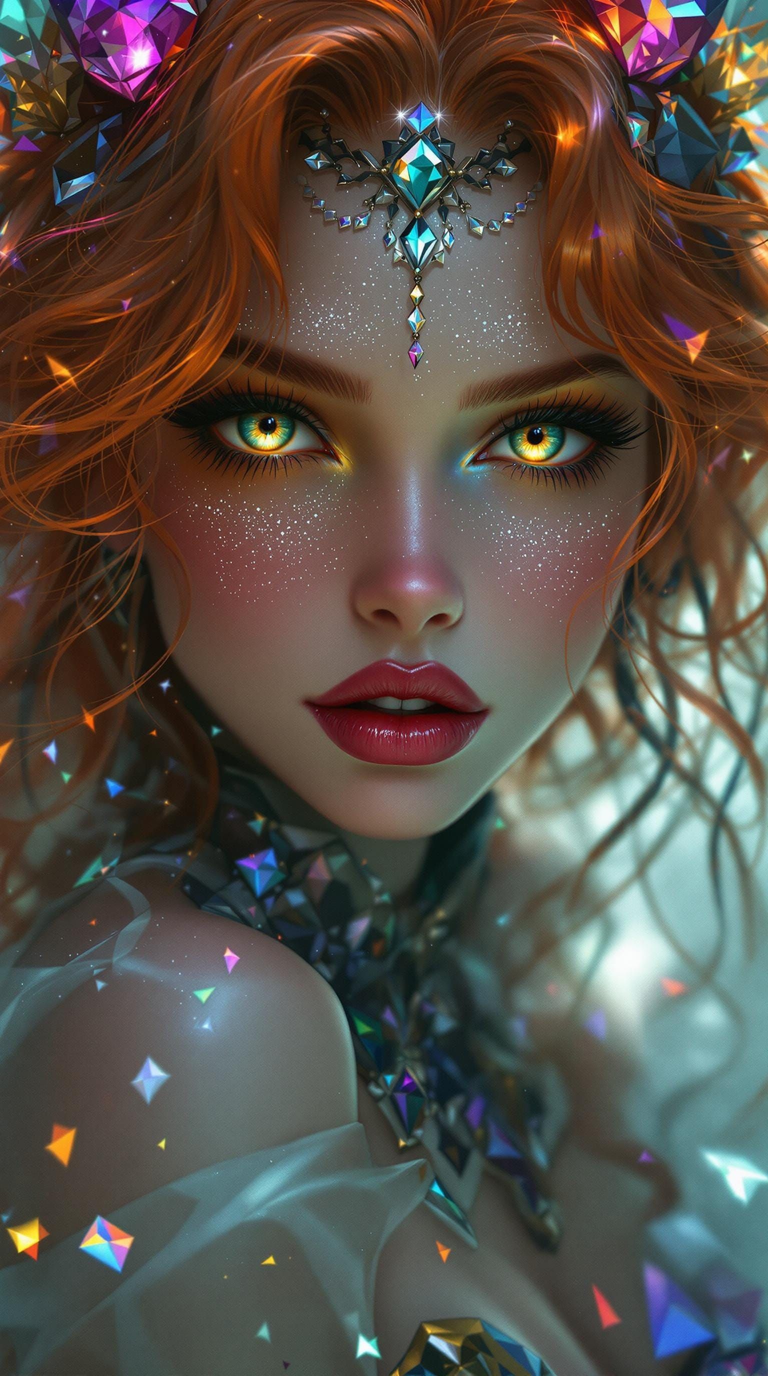 Fairy Girl in Crystal World: Retro-Futuristic Illustration