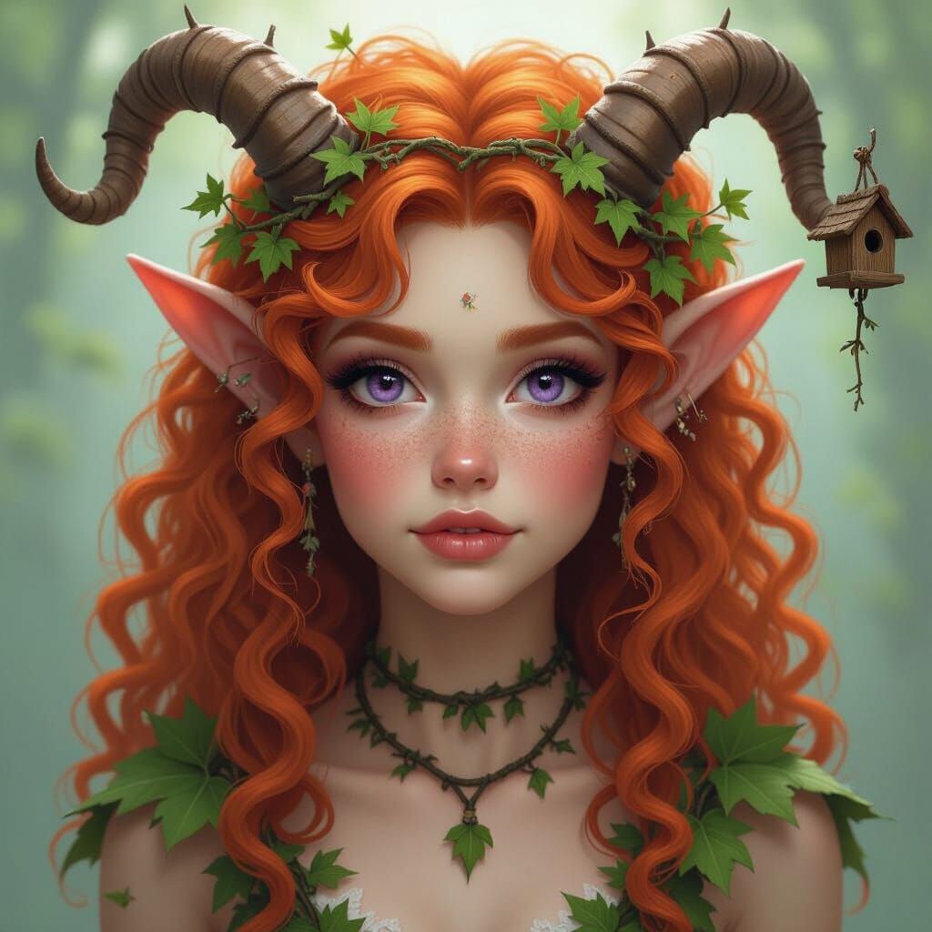 Satyr Druid with Orange Hair in Ethereal Mist