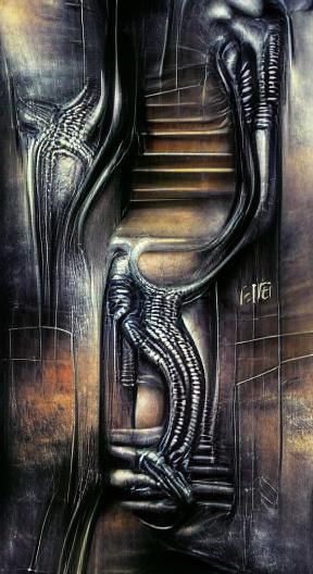 Surreal Biomechanical Exit in Giger Style