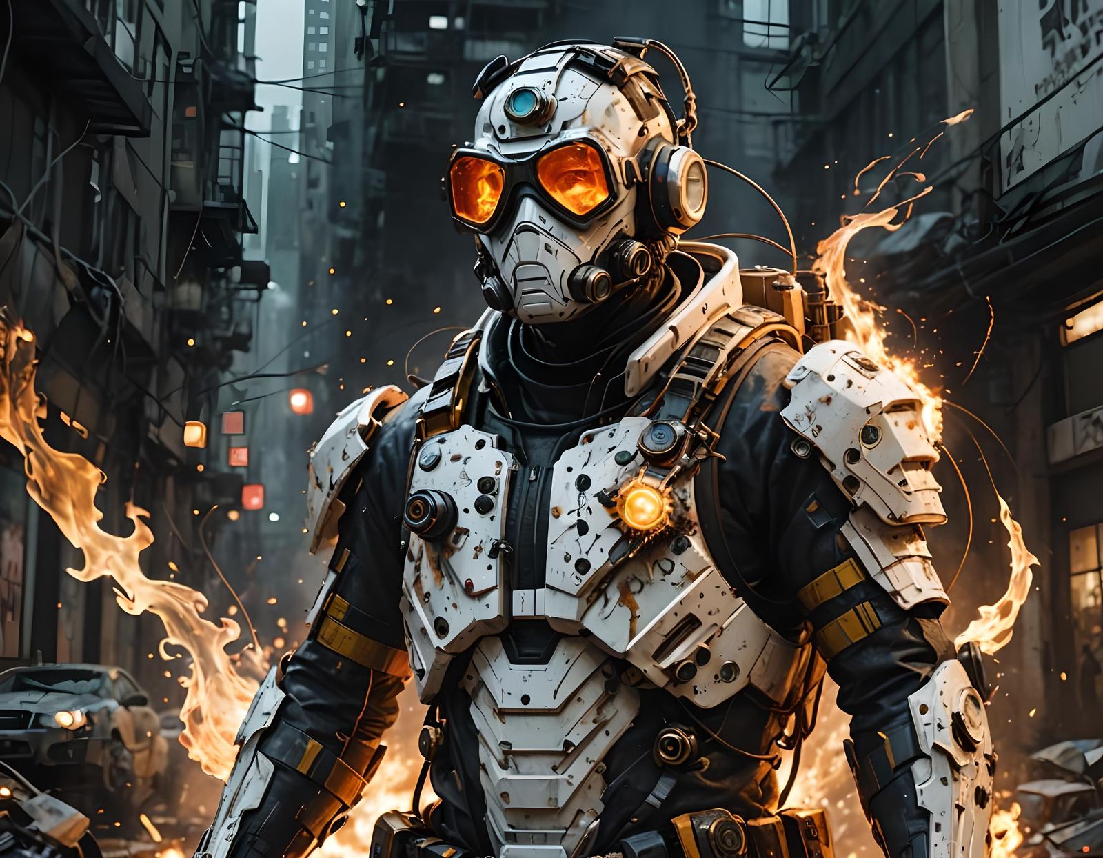 Firebug Supervillain in Hyperdetailed Matte Painting