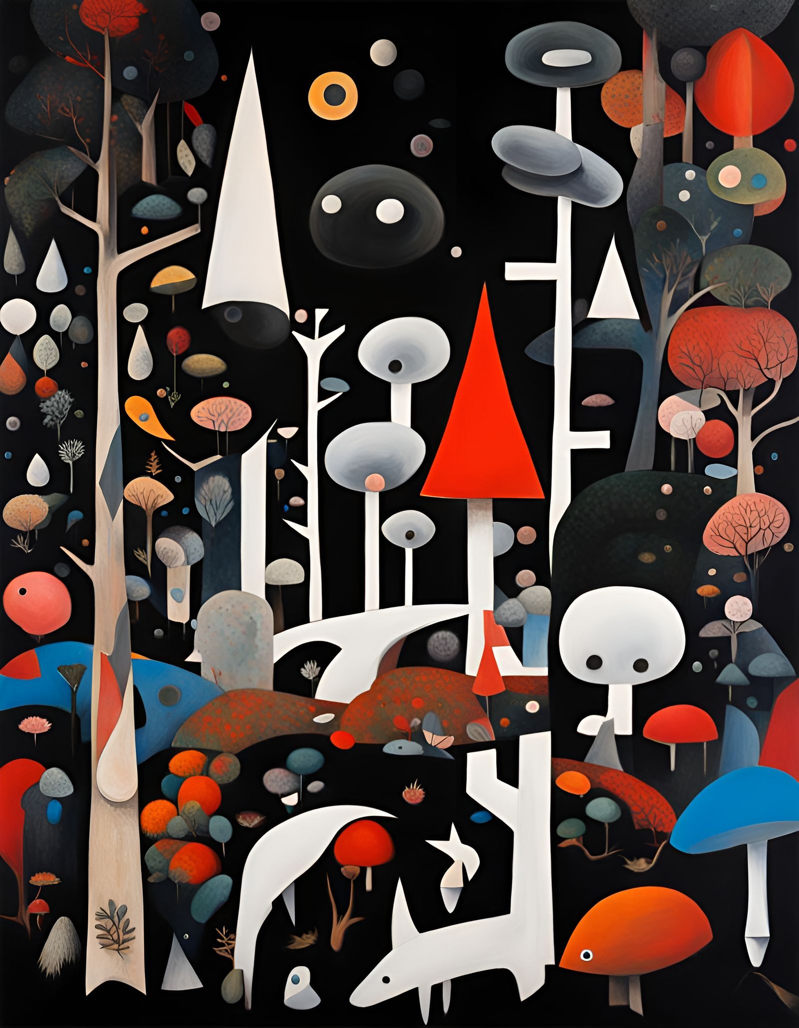 Surreal Woodland Painting in Maximalist Style