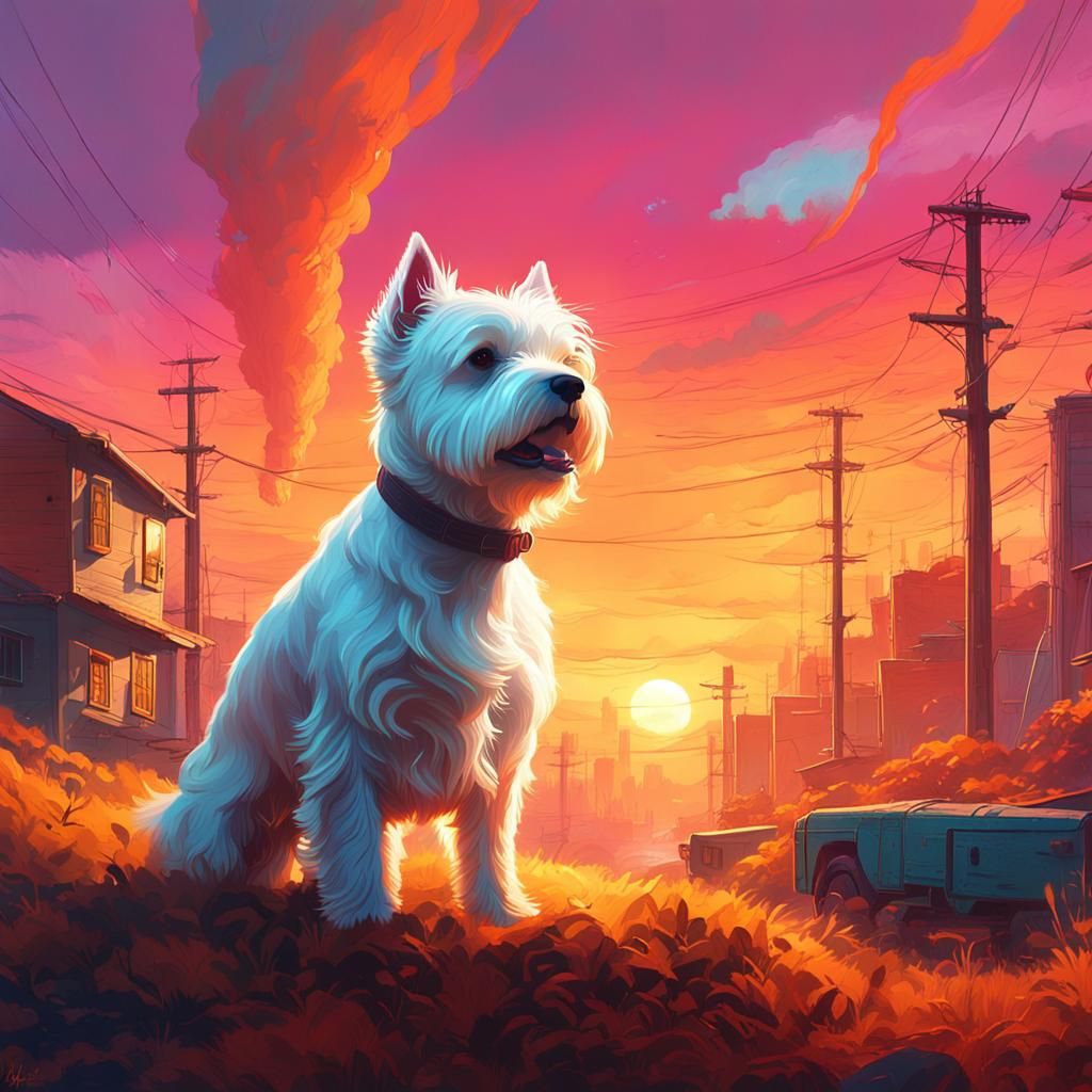 Majestic Terrier in Vibrant Fantasy World