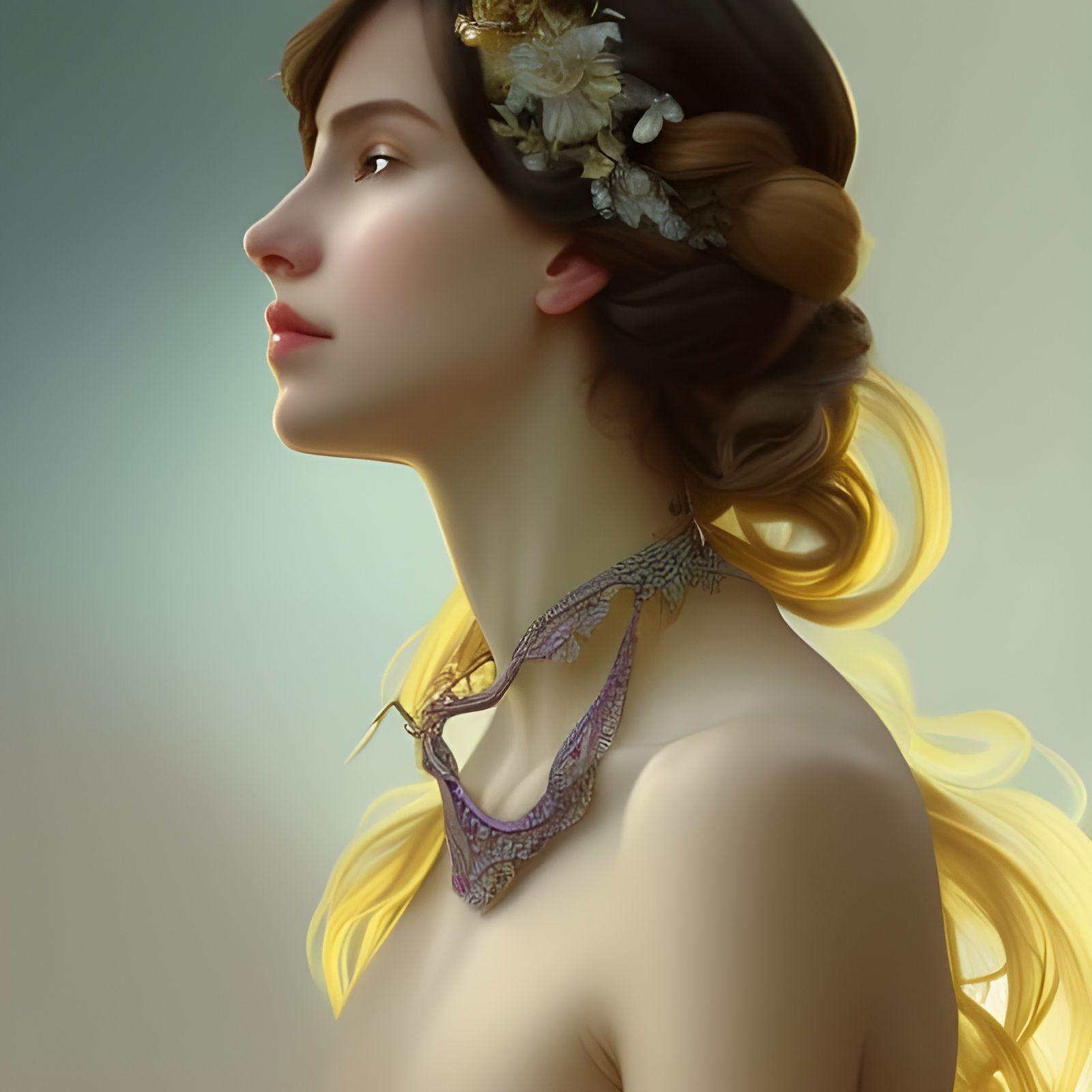 Woman with Shell Necklace: Hyperdetailed Portrait