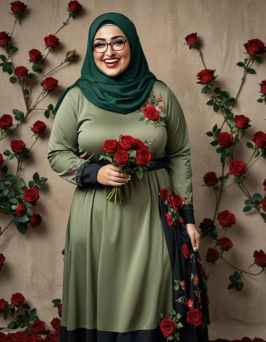 Portrait of Middle Eastern Woman with Roses
