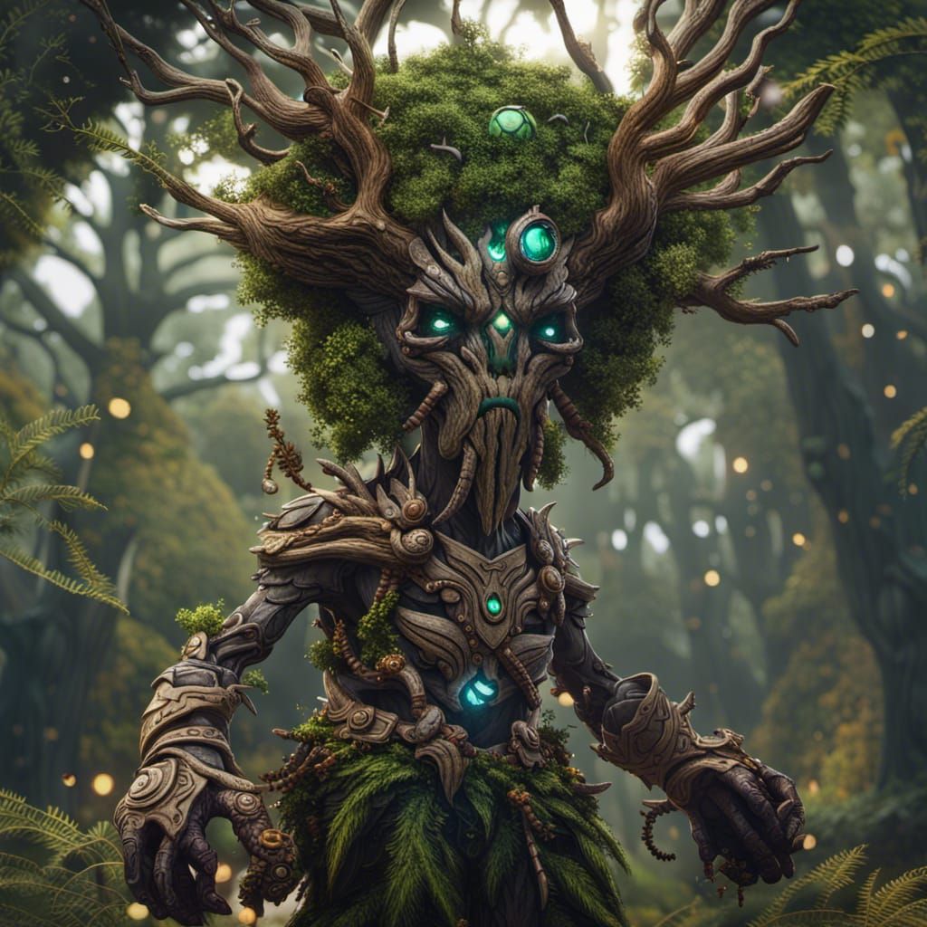 Treant Warrior with Orb Face: Fantasy Concept Art