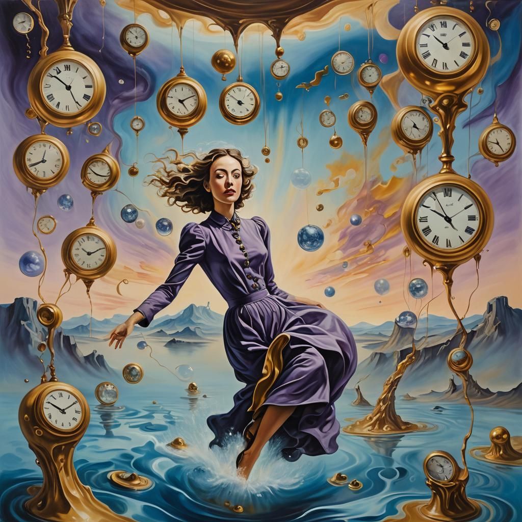 Surreal Woman in Dreamscape, Oil Painting