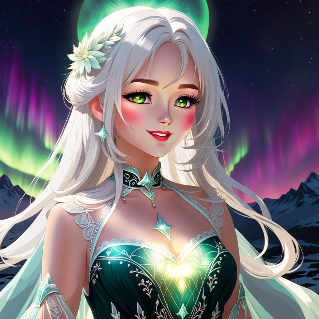 Divine Feminine Goddess in Bioluminescent Forest