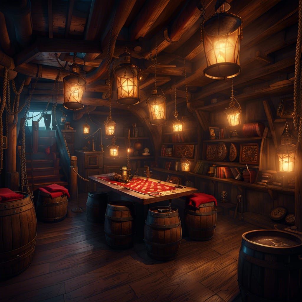 Pirate Ship Interior: A Matte Painting in Deep Color