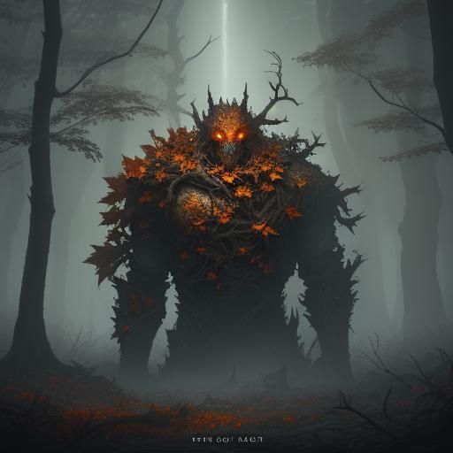 Eerie Forest Guardian: Dark Fantasy Concept Art