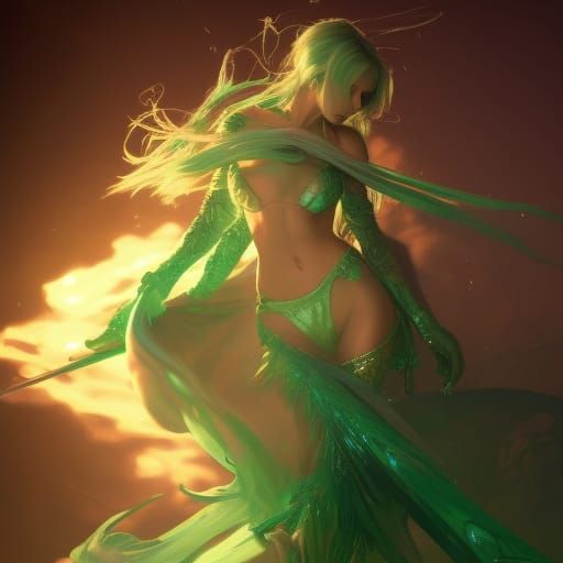 Rydia Emerald Green Concept Art