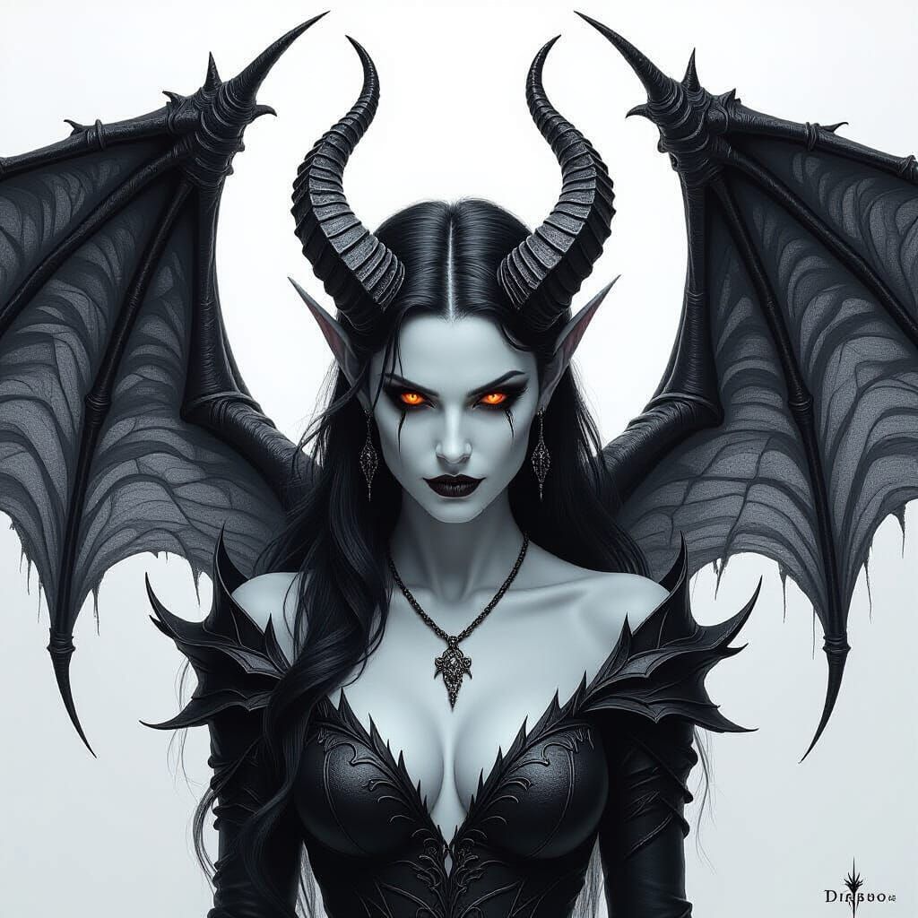 Graphite Portrait of Lilith, Dark Queen of Demons