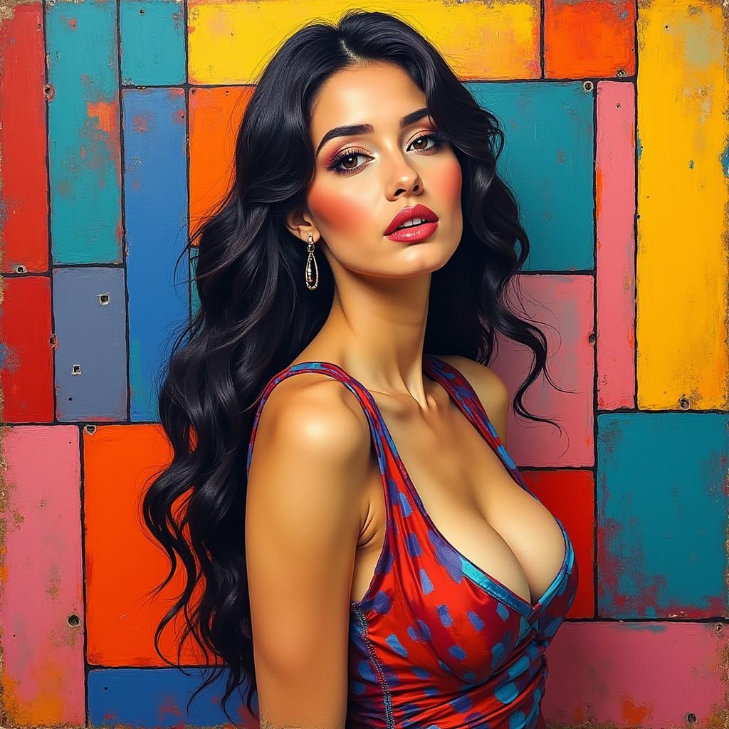 Elegant Woman in Vibrant Pop Art Style