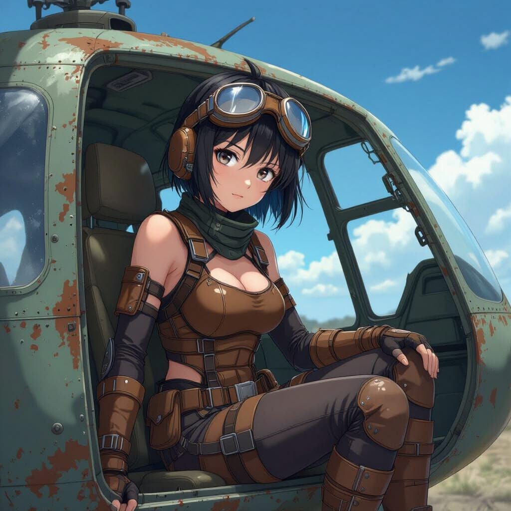 Anime Girl in Post-Apocalyptic Landscape