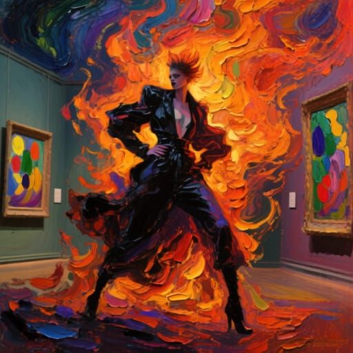 Fiery Dark Fashion Rebellion Impasto Masterpiece